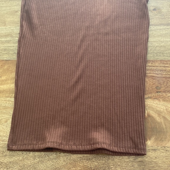 Bar Iii Womens Button Detail Rib Knit Skirt Brown Size Large main image 1